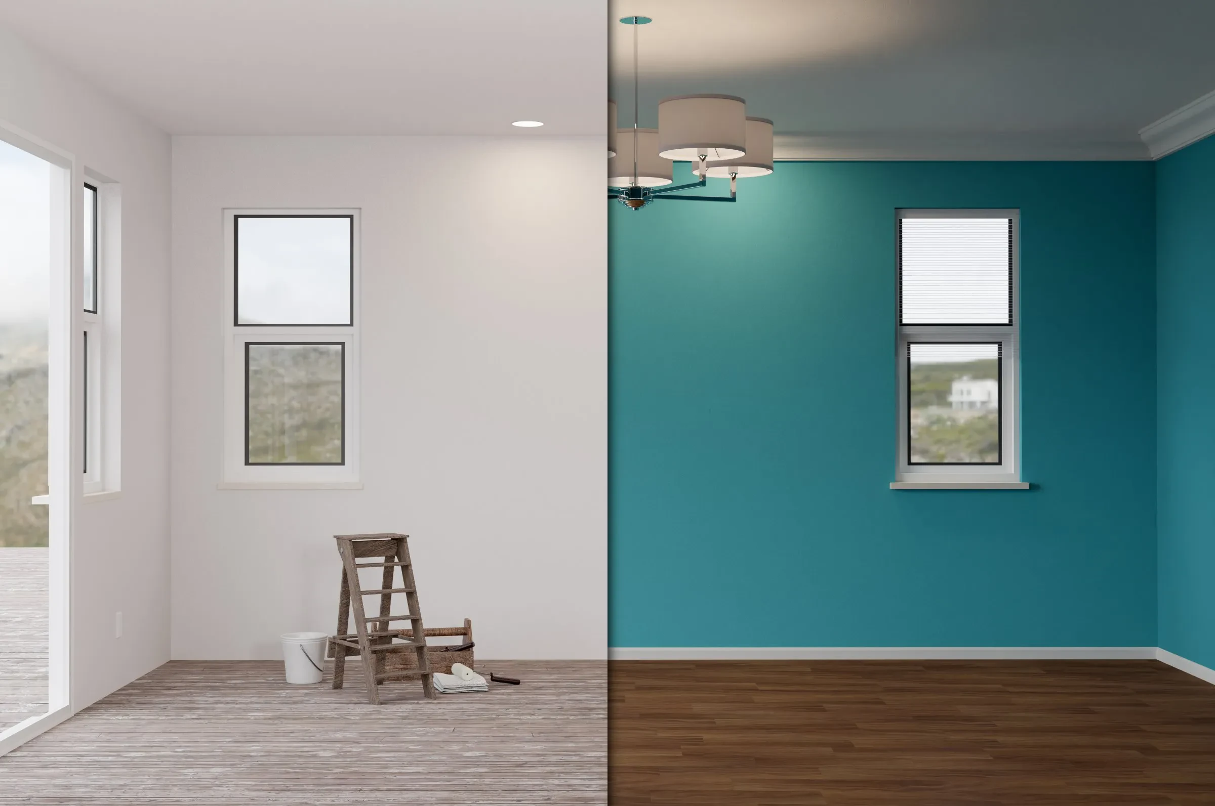 An interior room painted by Innovation Painting & Remodeling, with an accent wall.