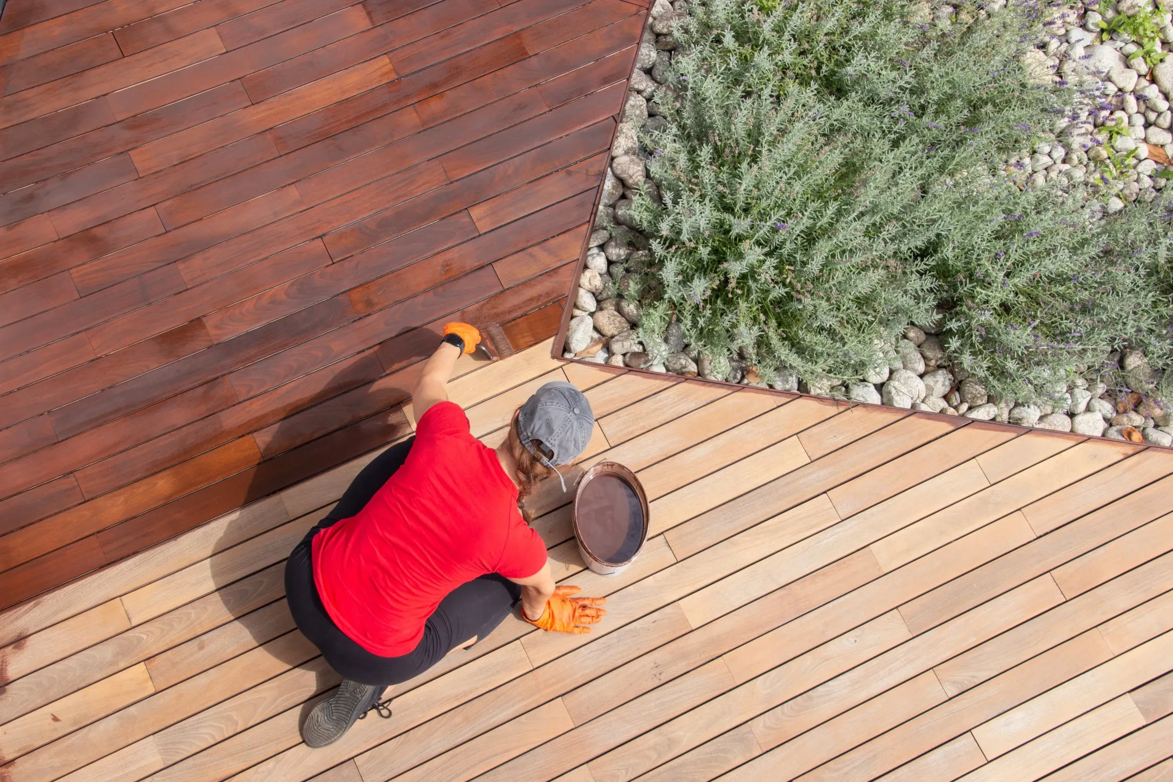 A deck stained by Innovation Painting & Remodeling.