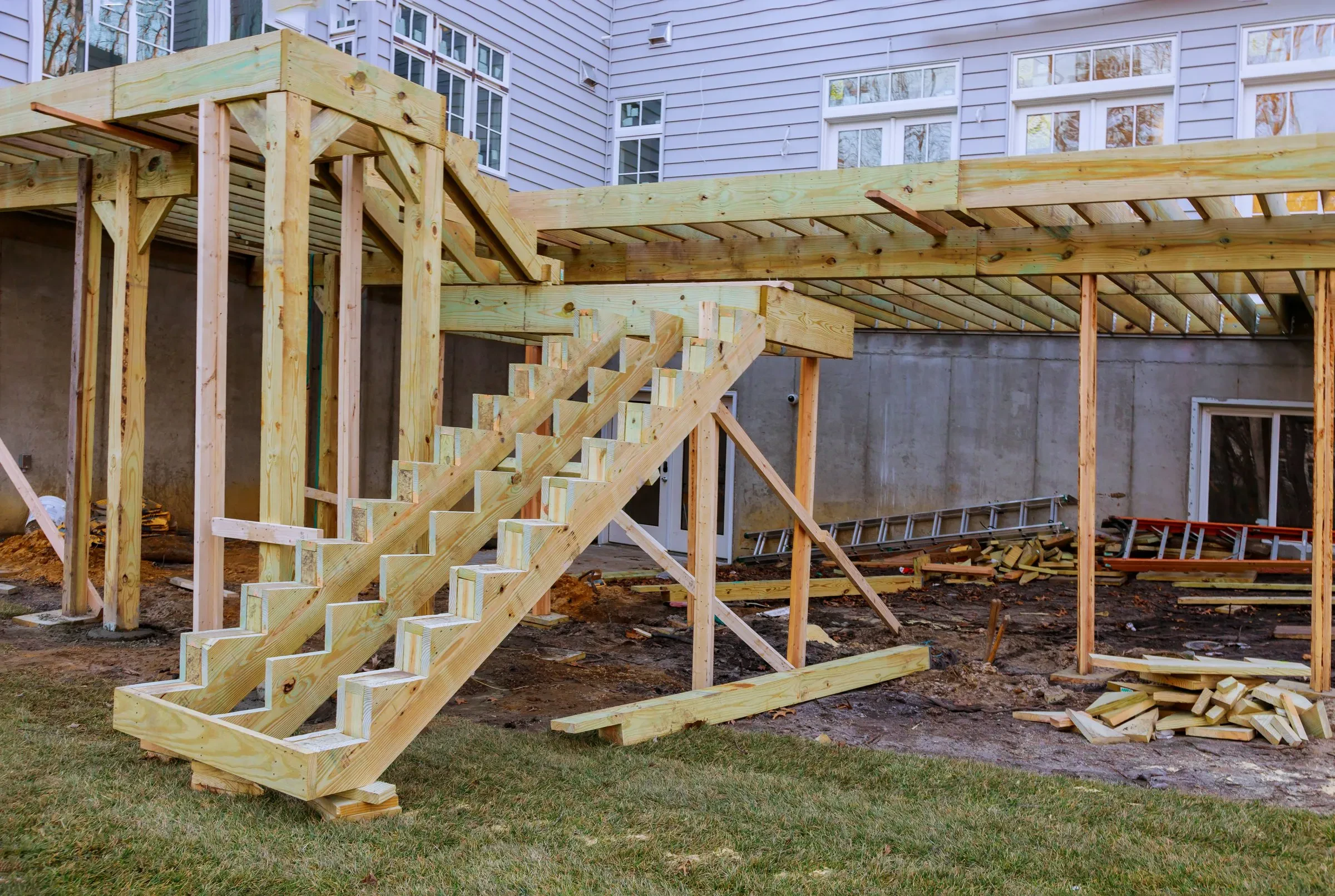 A custom deck built by Innovation Painting & Remodeling.